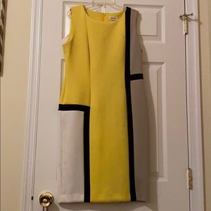 Yellow, Black, Tan & White Dress